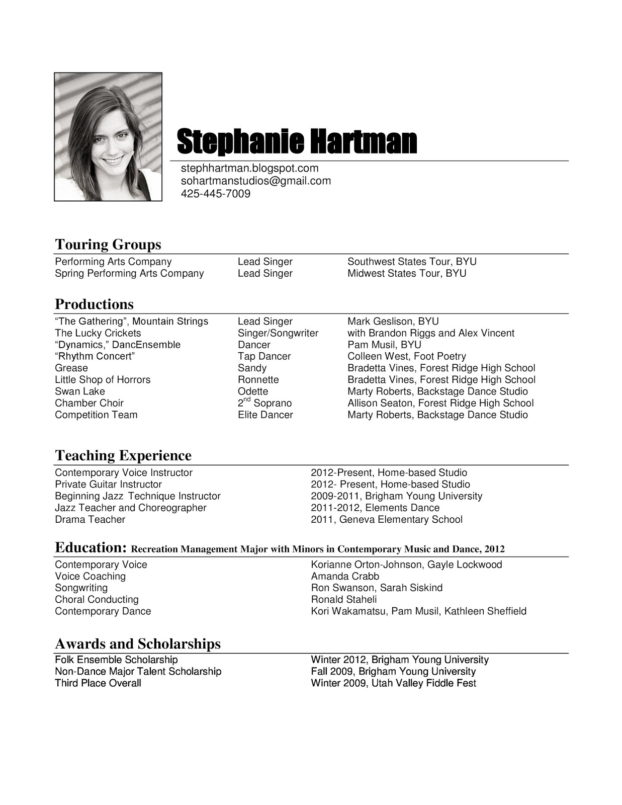 Musician resume samples downloads 10